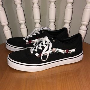 Black Rose Vans Women Size 8